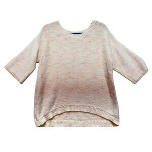 Banana Republic Womens Knitted Pullover Sweater Size XL Pink Cream 3/4 Sleeves